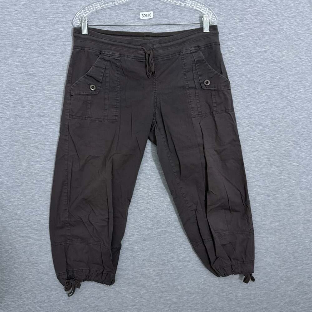 XCVI Wearables Women's Size Medium Brown Cotton Cropped Cargo Capri Pants